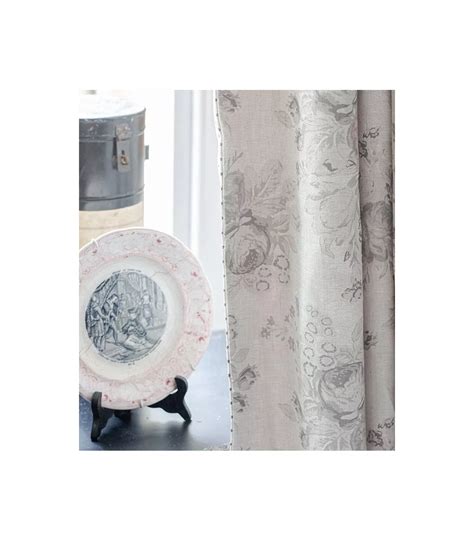 Tela lino ingles con tulipanes y rosas color carbón