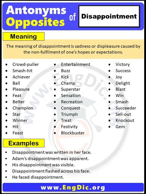 Opposite of Disappointment, Antonyms of Disappointment (Example ...