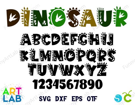 Funny Art Dinosaur Svg Letters Dinosaur Font Install Baby Font SVG Dino Font Svg Cut Dinosaur ...