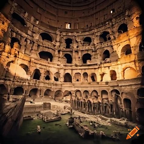 Roman naval battle in the Colosseum, colosseum filled with water and ...