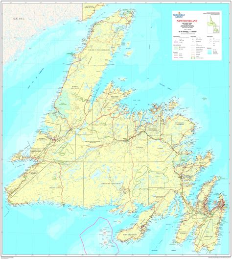 Newfoundland Map 43"X48" 1:500,000 - The Provincial government of ...