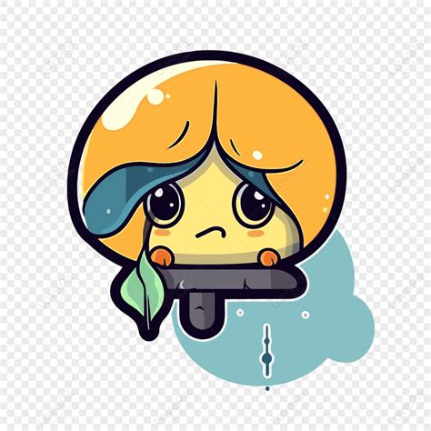 An Orange Cute Sad Clown Doll With A Leaf And Teardrops On Its Head ...