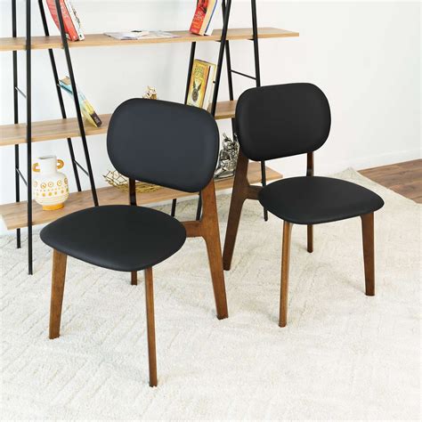 Noble House Linette Kelsey Dining Chairs, Vegan Leather Upholstery with ...
