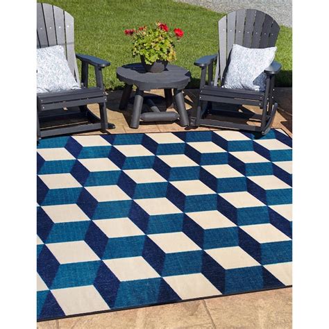 World Rug Gallery Ravenna 5 X 7 (ft) Blue Indoor/Outdoor Geometric ...