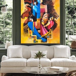 Buy Shiva Parivaa Acrylic Painting, Hindu God Art, Ardhnarishwara With ...