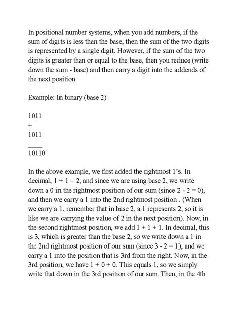 Unsigned Number Systems Addition - In positional number systems, when ...