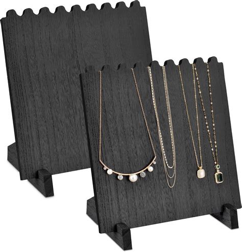 Amazon.com: Ikee Design Set of 2 Wood Necklace Jewelry Display Stand ...