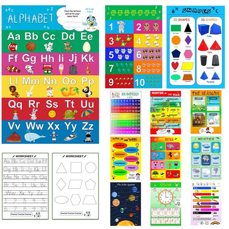 Buy Preschool Learning Educational Wall s with Worksheets for Toddlers ...