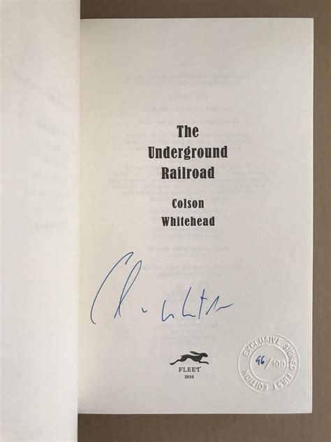 The Underground Railroad by Whitehead, Colson: Near Fine Hardcover ...