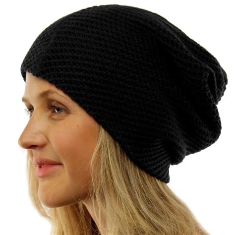 Winter 2ply Waffle Stretch Warm Knit Slouch Long Beanie Skully Ski Hat ...