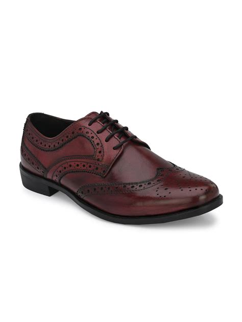 Men's Genuine Burnish Leather Lace up Formal Brogue Shoe / Premium Col ...