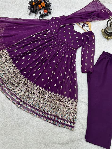 Festive Wear Purple Color Sequence Work Anarkali Suit - Clot