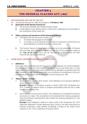 General Clause Act Full Notes - Chapter 13 General Clauses Act, 1897 ...