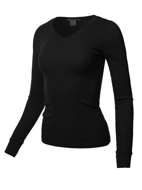 A2Y - A2Y Women's Basic Solid Fitted Long Sleeve V-Neck Thermal Top ...
