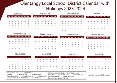 Olentangy Local School District Calendar - US School Calendar