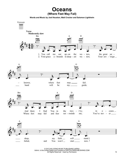 Hillsong United - Oceans (Where Feet May Fail) sheet music