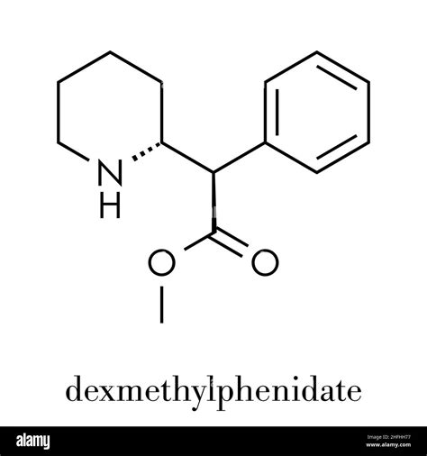 Dexmethylphenidate drug molecule. Skeletal formula Stock Vector Image ...