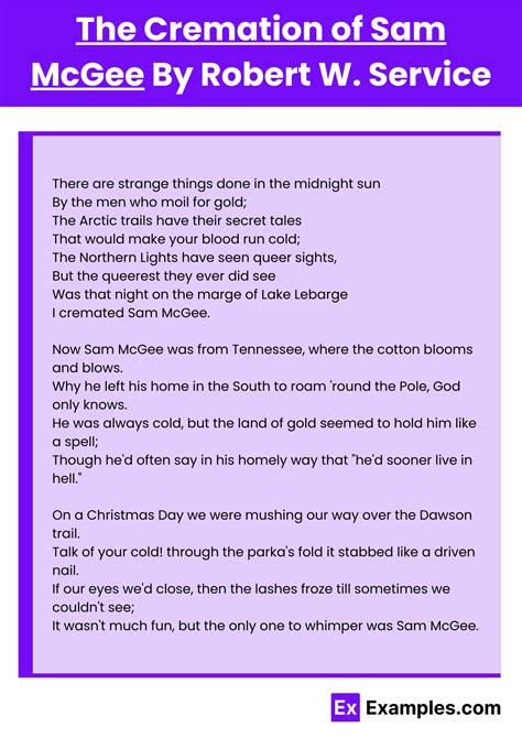 The Cremation of Sam McGee Poem by Robert W. Service to Download
