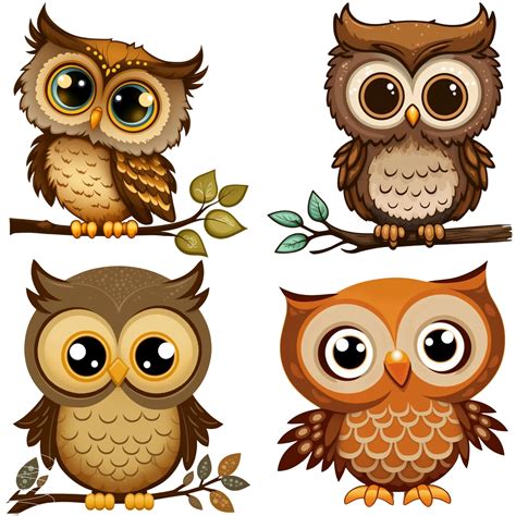 Owl Clipart, Owl PNG, Cute Owl Clipart, Woodland Nursery Prints, Set of ...