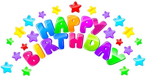 Happy Birthday Decor with Stars PNG Clip Art Image