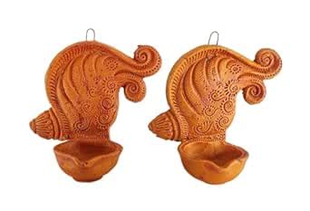 Buy SHREE GANESH ENTERPRISES - Terracotta Wall Hanging Diya - tample ...