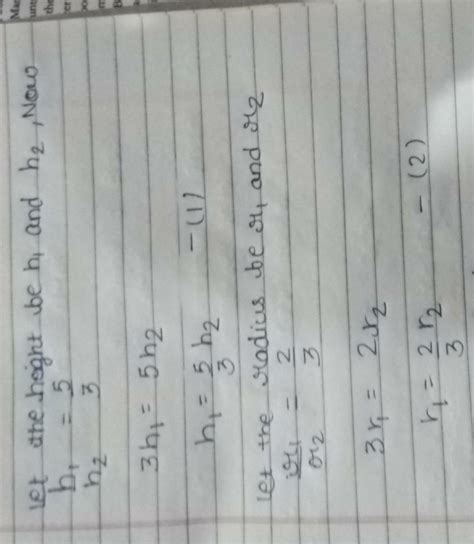 The ratio of the heights of two cylinders is 5:3 and the ratio of their ...