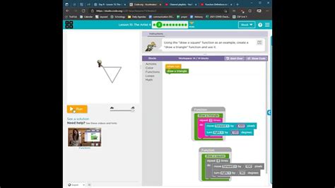 Code.org Answers Lesson 18.7 Functions with Artist 的图像结果