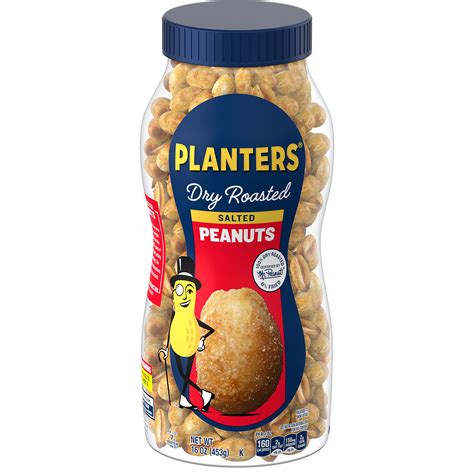 PLANTERS Salted Dry Roasted Peanuts, Party Snacks, Plant Based Protein ...