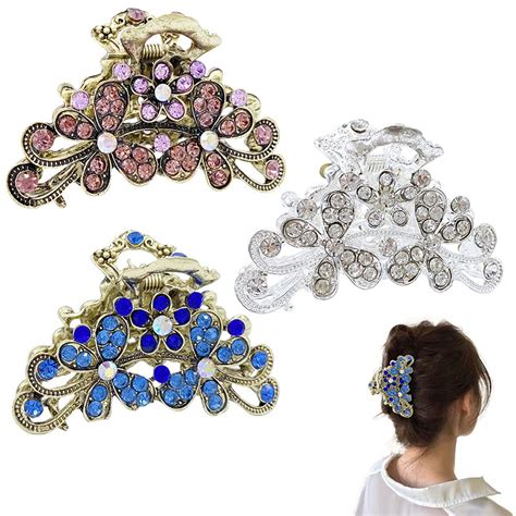 Buy 3 Pcs Vintage Rhinestone HairClawFashion Alloy Fancy Hair Claw Jaw ...