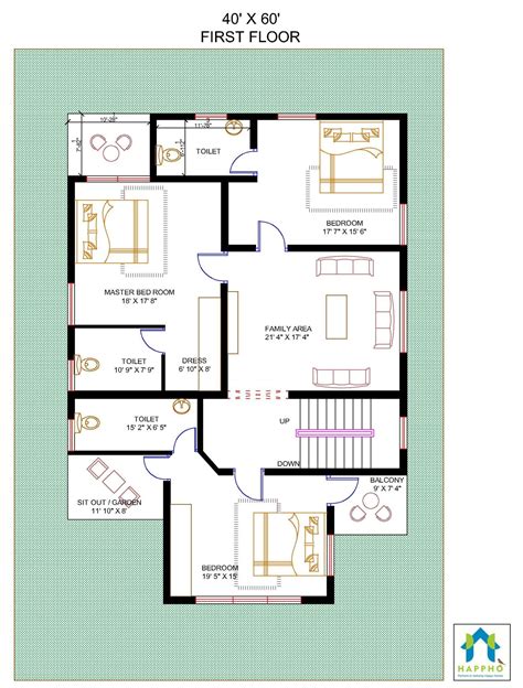 30X60 House Plan,South Facing