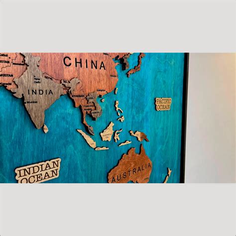 Framed 3D World Map™ – Premium Layered Wooden Map Wall Décor – TangyOak