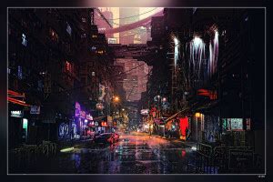 Night Futuristic City Cyberpunk Cyber Matte Finish Poster Paper Print ...