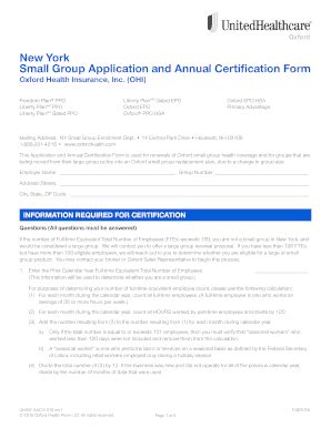 New York Small Group Application And Annual Certification Form - Fill ...