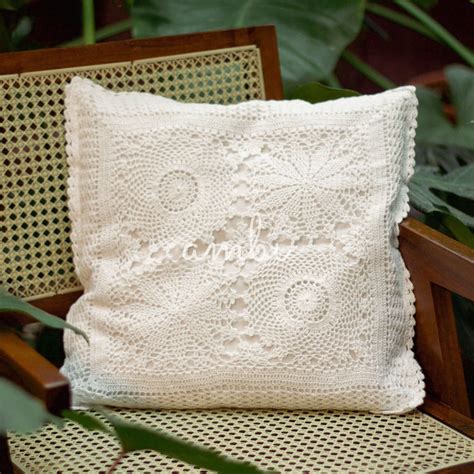 2026 Collection - Hand-Embroidered Plain Crochet Cushion Cover - 16 X