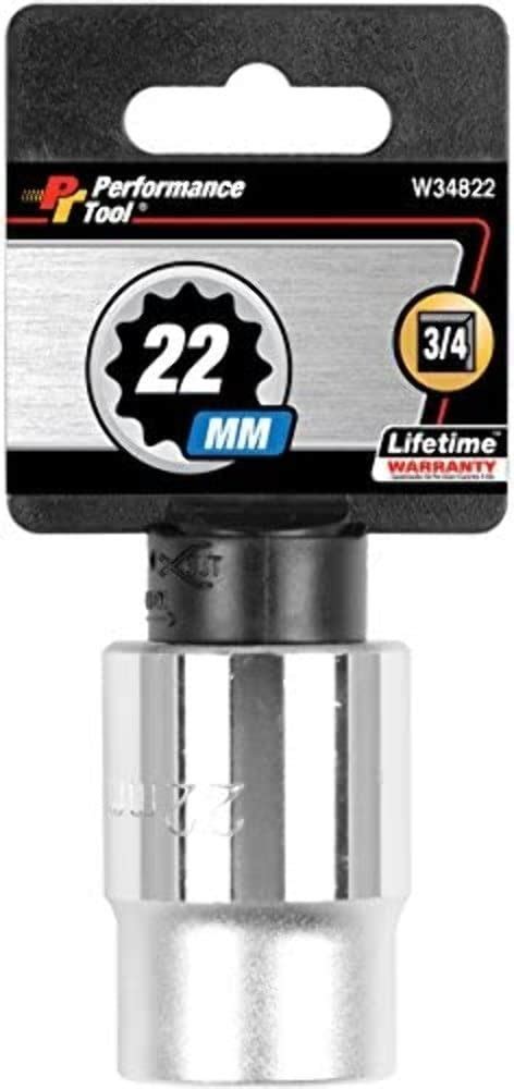 Performance Tool W34822 3/4" Drive 12-Point Standard Socket 22mm ...