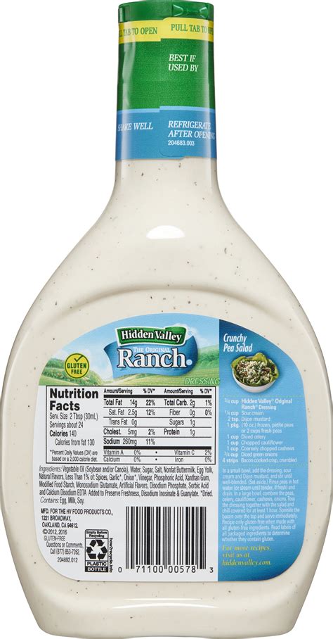 Ranch Dressing Light Nutrition Facts at Edward Gratwick blog