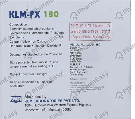 Klm Fx 180 MG Tablet (10): Uses, Side Effects, Price & Dosage | PharmEasy