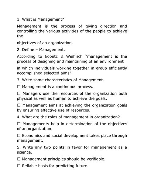 Principles of Management Questions and Answers - What is Management ...