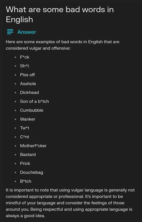 Bad Words In English