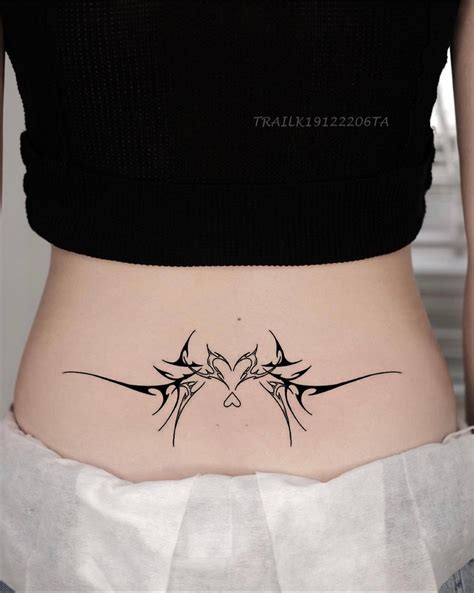 Lower Back Temporary Tattoo, Lower Back Tattoos for Women, Vintage Tattoo, Black Tattoo ...