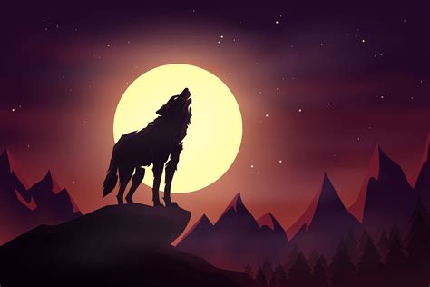 Howling Wolf With Moon