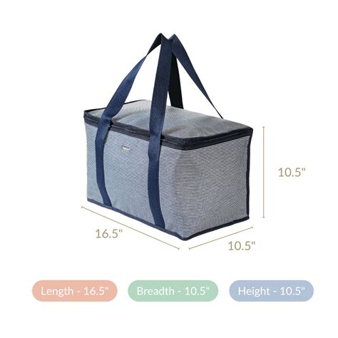 Navy Blue Striped Insulated Food Picnic Bag 30 L Online - Premium Lunch ...