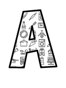 Kitchen Objects Bulletin Board Letters, Kit school resource by Anisha ...