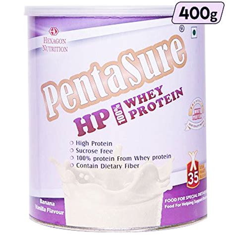 Pentasure HP Banana & Vanilla Flavour Whey Protein Powder, 400 gm Tin ...