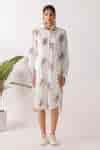 Buy Ivory Cotton Collared Leopard Print Shirt Midi Dress For Women by ...