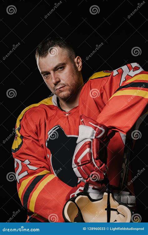 Handsome Professional Ice Hockey Player Looking at Camera Stock Image ...