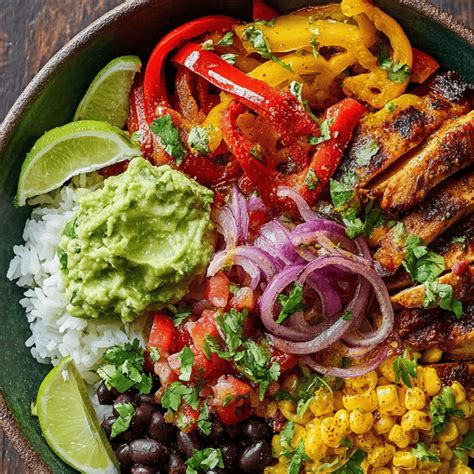 Simple Chicken Fajita Bowl for High Protein Lunches - Healthy Home Plates