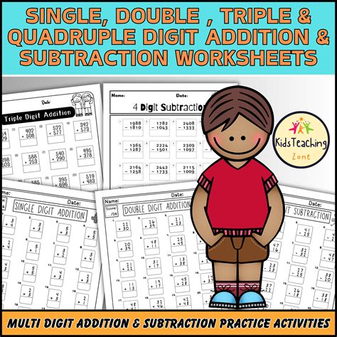 Multi Digit Addition and Subtraction Worksheets Practice Bundle | Made ...