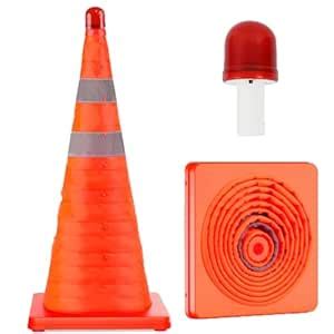 STHIRA® 28-Inch Foldable Traffic Cone with LED Light Bright Orange ...