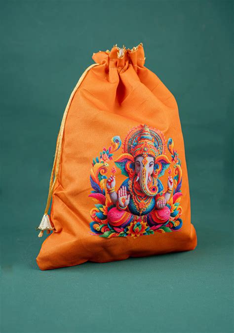 Digital Printed String Bag - 11 inch - Ganesha - WBG1417-1 – Wedtree
